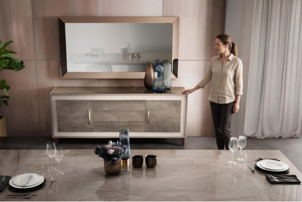 Kommode Anrichte Holz Buffet Vitrine Luxus Schrank Möbel Set arredoclassic