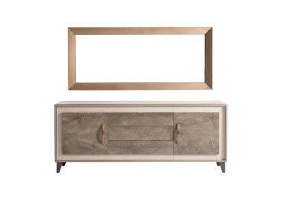 Kommode Anrichte Holz Buffet Vitrine Luxus Schrank Möbel Set arredoclassic