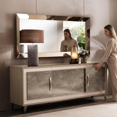 Buffet Anrichte Kommode Spiegel 2tlg Kommoden Holz Möbel Sideboard arredoclassic