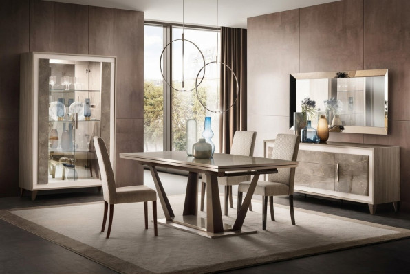 Esszimmer Set Garnitur Esstish Vitrine Kommode Spiegel 4tlg. Set arredoclassic