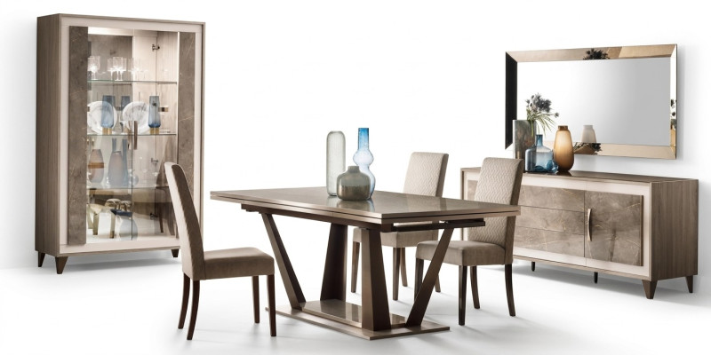 Esszimmer Set Garnitur Esstish Vitrine Kommode Spiegel 4tlg. Set arredoclassic