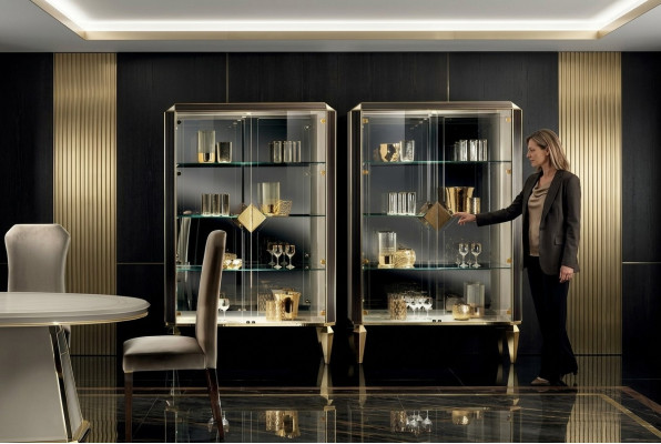 Designer Italienische Schicke Holz Möbel Modern Stil Schrank Vitrine Wohnzimmer