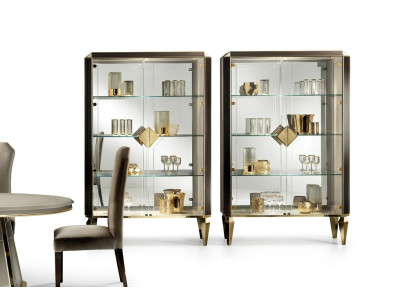 Designer Italienische Schicke Holz Möbel Modern Stil Schrank Vitrine Wohnzimmer