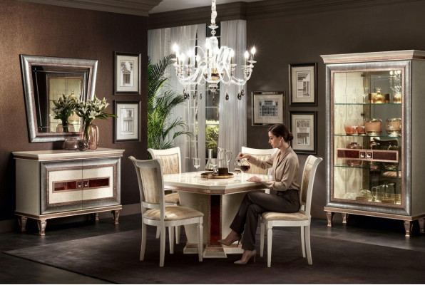 Esstisch 4x Stühle Kommode 8tlg. Esszimmer Set Gruppe Garnitur Tisch Sitzgruppe