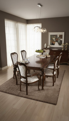 Klassischer Esstisch Tisch Holz Esszimmer Garnitur 2x Stuhl mit Armlehne 3 tlg.