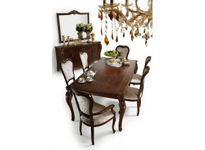 Klassischer Esstisch Tisch Holz Esszimmer Garnitur 2x Stuhl mit Armlehne 3 tlg.