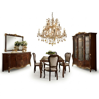 Esstisch 4x Stühle Vitrine Anrichte 8tlg. Esszimmer Set Gruppe Garnitur Tisch