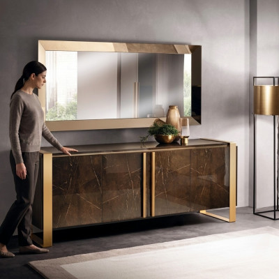 Edle Design Konsole Holz Sideboard Spiegel Anrichte Schrank 2tlg. Konsolentisch