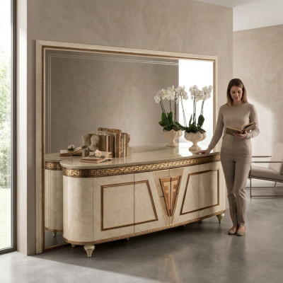 Spiegel Kommode Schrank Kommoden Anrichte Schlafzimmer Set Holz Antik Stil 2tlg