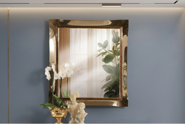 Klassischer Wandspiegel Holzrahmen Spiegel Möbel Hängespiegel Glas Rahmen Wand