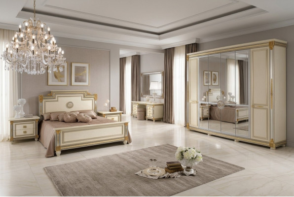 Schlafzimmer Set Design Modern Luxus Möbel Bett 2x Nachttisch 7 tlg. Italien Neu