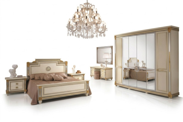 Schlafzimmer Set Design Modern Luxus Möbel Bett 2x Nachttisch 7 tlg. Italien Neu