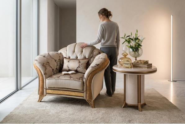 Klassischer Sessel Fernseh Sofa 1 Sitzer Couch Designer Textil Polster Neu