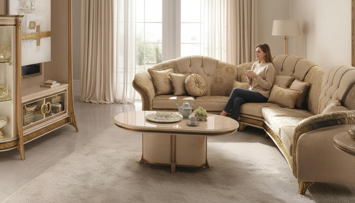 Holz Italienische Möbel Barock Stil Luxus Braun Couchtisch Wohnzimmer Tisch Neu