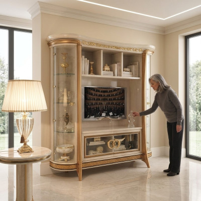 Designer Wohnzimmer Fernseh Wand Medienwand Fernsehwand Fernsehschrank Wohnwand