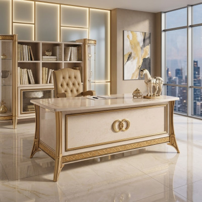 Design Büro Schreibtisch Tisch Sessel Einrichtung mit Stuhl 2tlg. arredoclassic