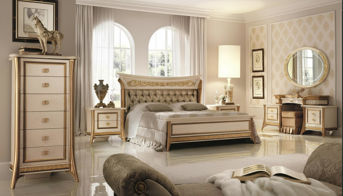Schlafzimmer Set Bett Nachttisch Kommode Spiegel Hocker Neu 7tlg. Barock Rokoko