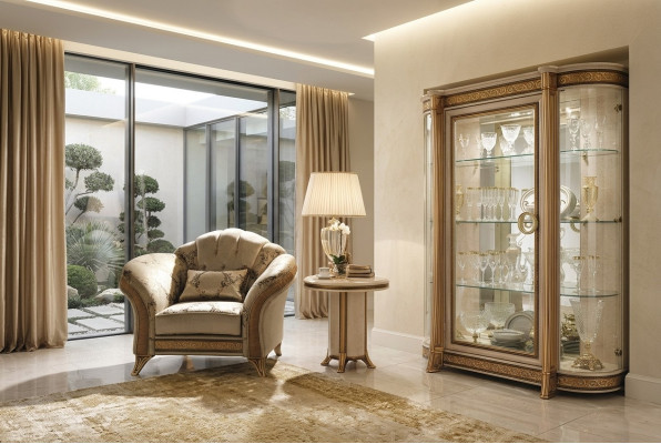 Wohnzimmer Luxus Sessel Hotel Polster Klassisch Einsitzer Beige arredoclassic