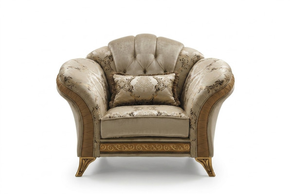 Wohnzimmer Luxus Sessel Hotel Polster Klassisch Einsitzer Beige arredoclassic