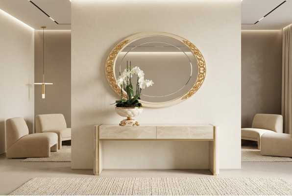 Design Spiegel Wandspiegel Echt Holz Rahmen Hängespiegel Luxus Möbel Barock