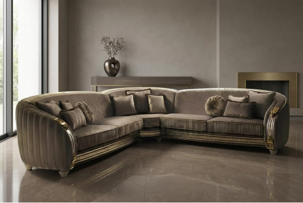 Sofa L-Form Ledersofa Couch Wohnlandschaft Garnitur Design Ecksofa arredoclassic