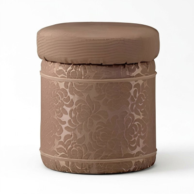 Hocker Polsterhocker Fuß Ablage Möbel Wohnen Sitzbänke Sitz Textil Braun Design