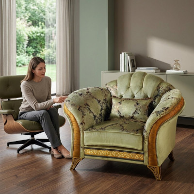 Luxus Fernseh Klassische Sessel Lounge 1 Sitzer Stoff Relax Club arredoclassic