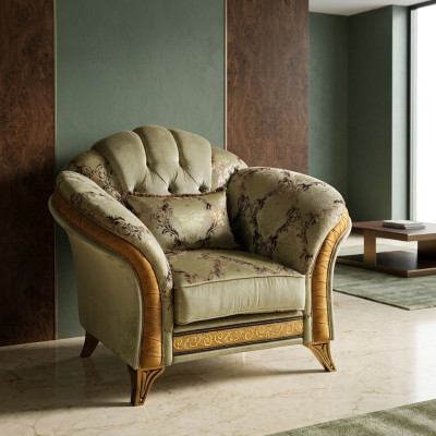 Luxus Fernseh Klassische Sessel Lounge 1 Sitzer Stoff Relax Club arredoclassic