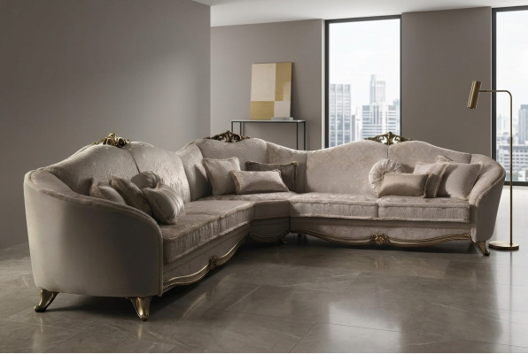 Ecksofa Wohnlandschaft Sofa Couch L Form Polster Couchen Textil arredoclassic
