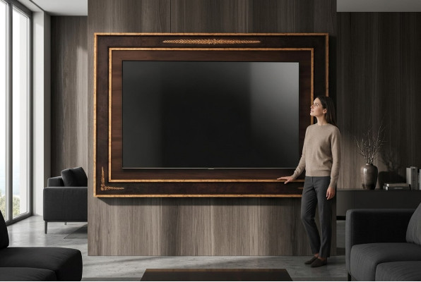 tv Wand Paneel Verkleidung Holz Barock Luxus rtv Wohnzimmerwand Fernseh Möbel
