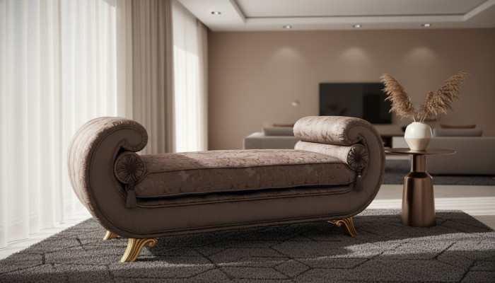 Wohnzimmer Lounge Möbel Klassische Design Sofa Braun Textil Chaiselongue Neu
