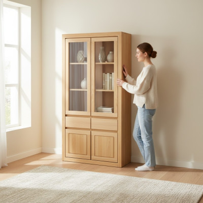 Vitrine Vitrinen Schrank Glasschrank Regal Holz Schrank System Regale Wohnzimmer