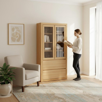 Vitrine Vitrinen Schrank Regal Holz Schrank System Regale Wohnzimmer Glasschrank