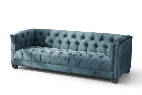 Turkis Samt Velvet Sofa # Chesterfield Luxus Möbel # Englische Couch jvmoebel ®