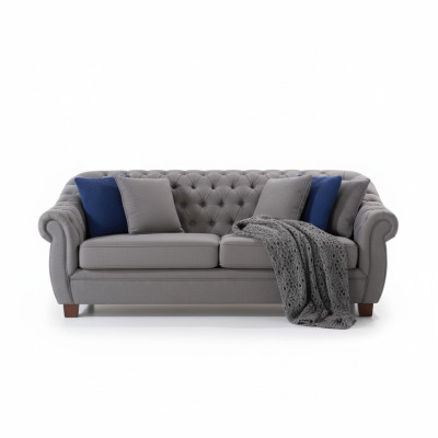 Chesterfield Stoff Polster Dreisitzer Wohnzimmer Couch Textil Design