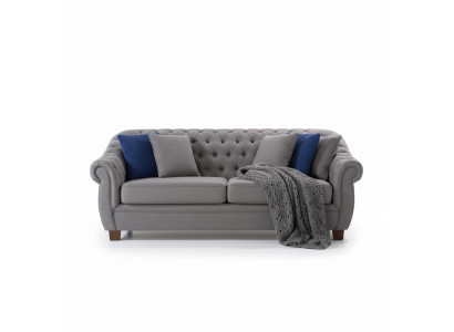 Chesterfield Stoff Polster Dreisitzer Wohnzimmer Couch Textil Design