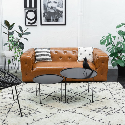 American Style Chesterfield Sofa Couch Leder Polster Dreisitzer Braun