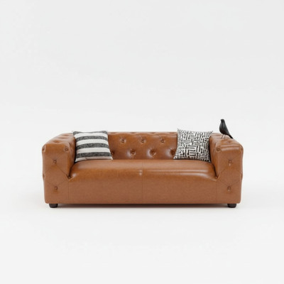 American Style Chesterfield Sofa Couch Leder Polster Dreisitzer Braun