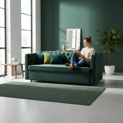 American Style Chesterfield Sofa Couch Leder Polster Dreisitzer Grün