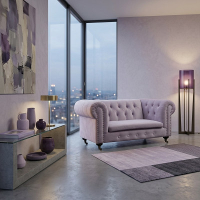 Chesterfield 2 Sitzers Klassische Luxus Barock Rokoko Sofa Textil Leder Couch