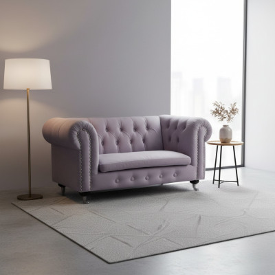 Chesterfield 2 Sitzers Klassische Luxus Barock Rokoko Sofa Textil Leder Couch