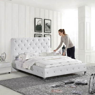 Chesterfield Designer Bett Schlafzimmer Leder Textil Polster 140/160/180/200 cm