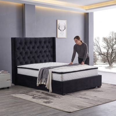 Modernes schwarzes Chesterfield Luxus Bett Textil Doppelbetten