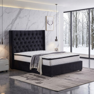 Modernes schwarzes Chesterfield Luxus Bett Textil Doppelbetten