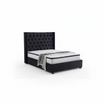 Modernes schwarzes Chesterfield Luxus Bett Textil Doppelbetten