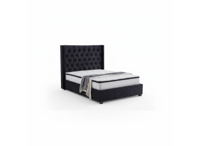 Modernes schwarzes Chesterfield Luxus Bett Textil Doppelbetten