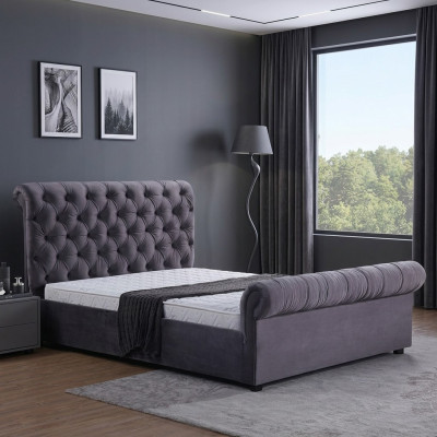 Design Chesterfield Bett Textil Leder Hotel Betten Schlafzimmer Neu Samt Polster