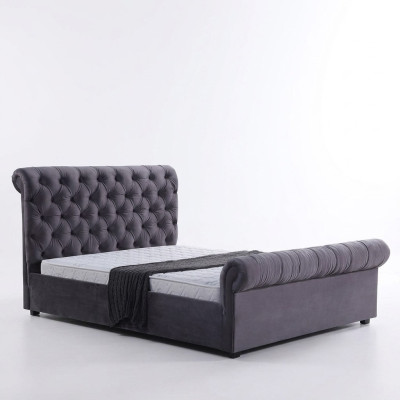 Design Chesterfield Bett Textil Leder Hotel Betten Schlafzimmer Neu Samt Polster