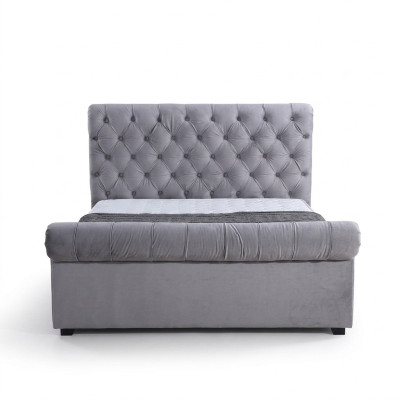 Design Chesterfield Bett Textil Polster Leder Hotel Betten Schlafzimmer Neu Samt