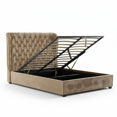 Beiges Chesterfield Polsterbett Luxus Schlafzimmer Design Betten